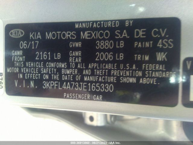 3KPFL4A73JE165330 KIA FORTE LX
