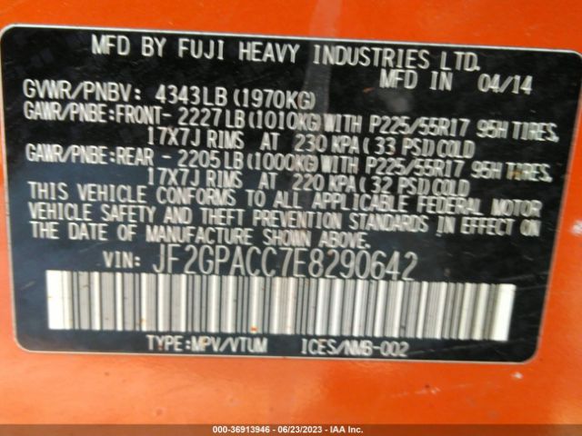 JF2GPACC7E8290642 Subaru Xv Crosstrek Premium