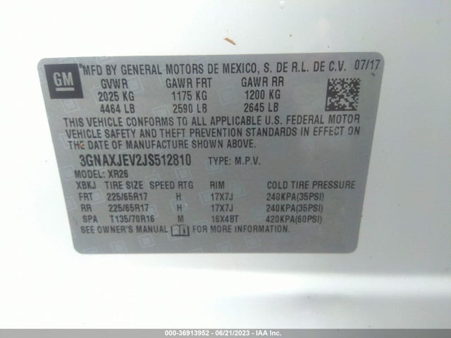 Chevrolet EQUINOX LT 2018 3GNAXJEV2JS512810 Image 15