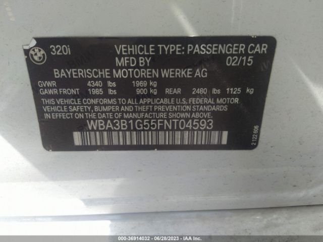 WBA3B1G55FNT04593 BMW 3 Series 320i