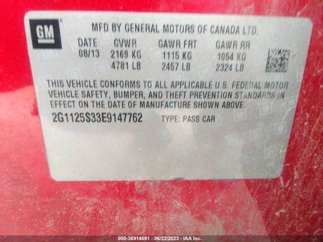 Chevrolet IMPALA LT 2014 2G1125S33E9147762 Image 10