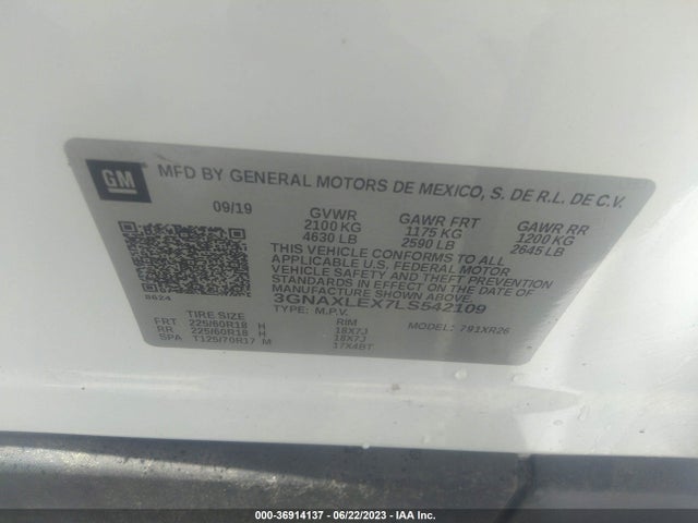 Chevrolet EQUINOX LT 2020 3GNAXLEX7LS542109 Image 9
