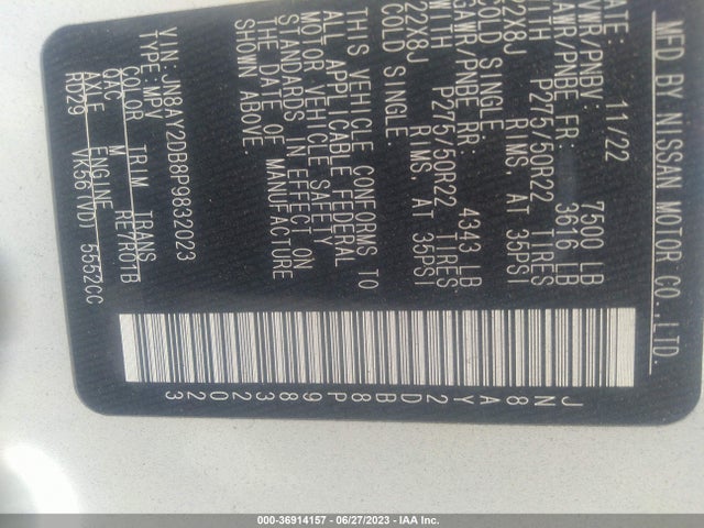 2023 Nissan Armada, VIN: JN8AY2DB8P9832023