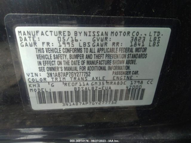3N1AB7AP7GY277752 Nissan Sentra Sr/sl/s/sv/fe+ S