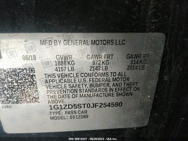Chevrolet MALIBU LT 2018 1G1ZD5ST0JF254590 Image 9