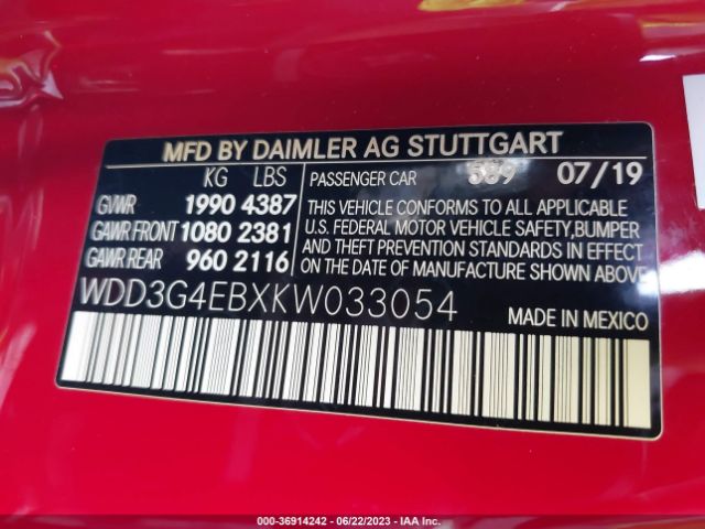 WDD3G4EBXKW033054 Mercedes-Benz A-class A 220
