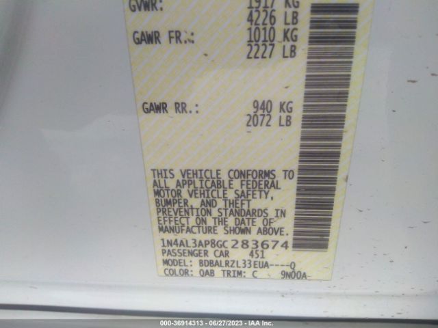 1N4AL3AP8GC283674 Nissan Altima 2.5 Sl