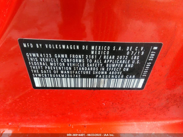3VWCB7BU9KM236742 Volkswagen Jetta S/se/r-line