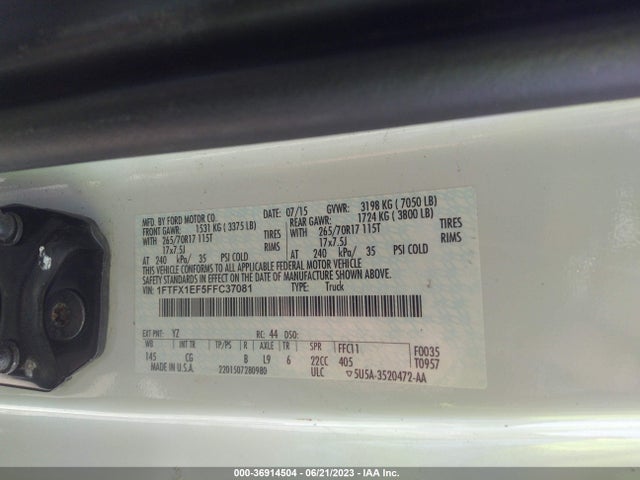 Ford F150 Super Cab 2015 1FTFX1EF5FFC37081 Image 9