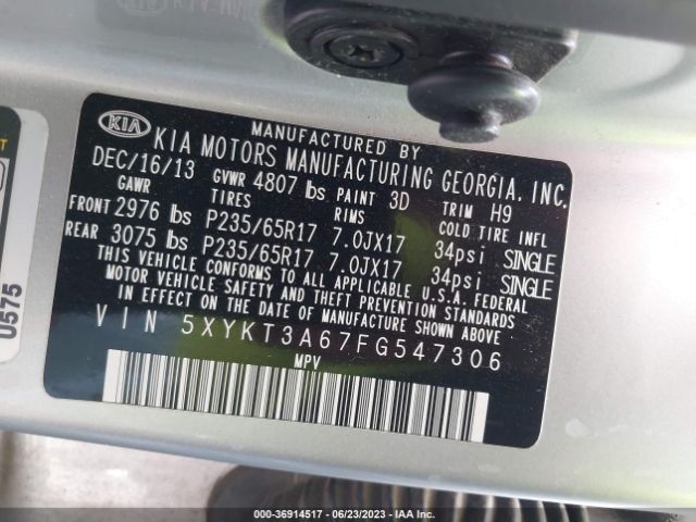 KIA SORENTO LX 2015 5XYKT3A67FG547306 Image 15