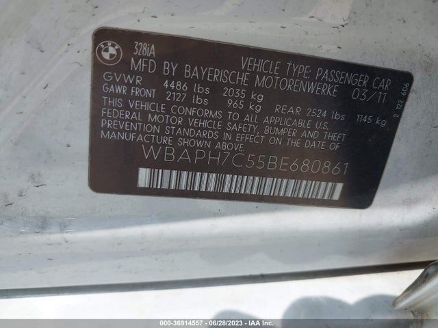 2011 BMW 328I VIN: WBAPH7C55BE680861