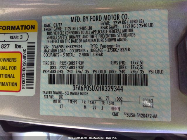 3FA6P0SUXHR329344 Ford Fusion Energi Titanium/platinum