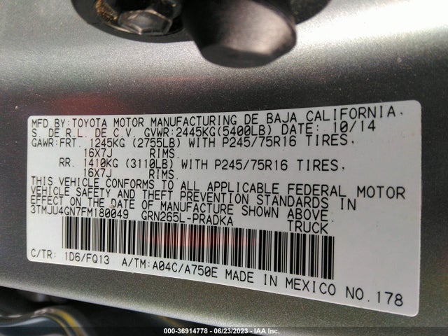 Toyota Tacoma Prerunner 2015 3TMJU4GN7FM180049 Image 15