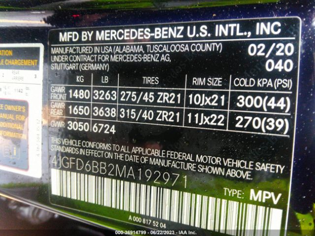 4JGFD6BB2MA192971 Mercedes-Benz Gle Amg Gle 53