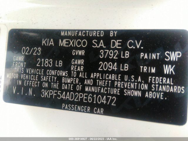3KPF54AD2PE610472 KIA Forte Gt-line