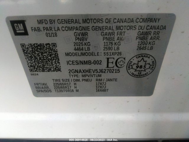 2GNAXHEV5J6270215 Chevrolet EQUINOX LS