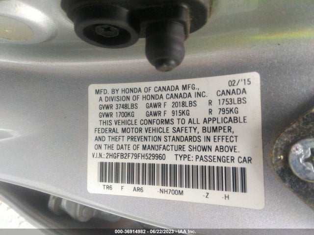 Honda Civic Sedan Se 2015 2HGFB2F79FH529960 Image 15