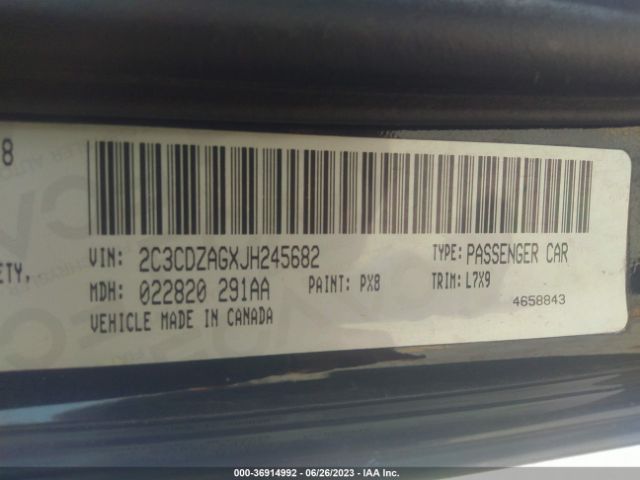2C3CDZAGXJH245682 Dodge Challenger Sxt