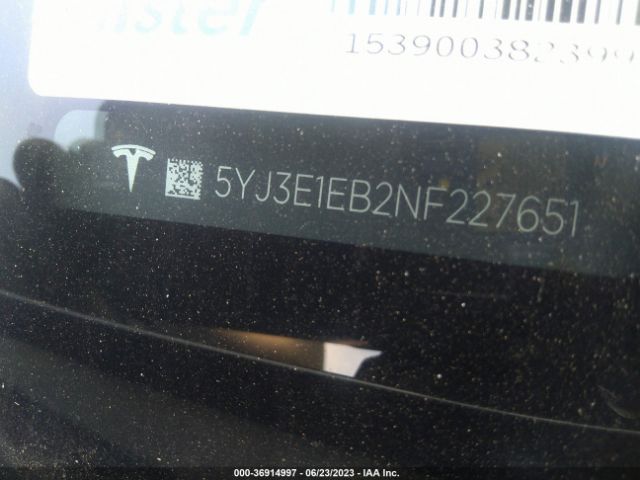 5YJ3E1EB2NF227651 Tesla Model 3 Long Range
