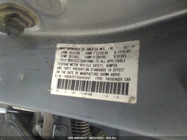 Honda Accord Sedan Lx 2014 1HGCR2F37EA242447 Image 9