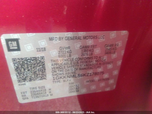 1GKKNMLS6KZ178075 GMC ACADIA SLT