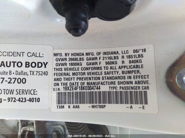 Honda Insight Lx 2019 19XZE4F18KE004744 Image 9