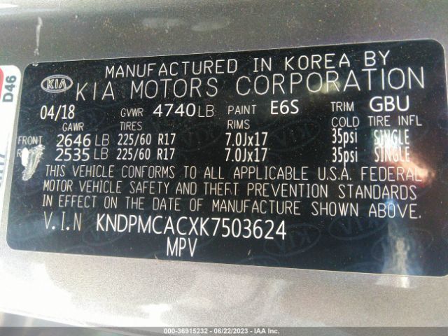 KNDPMCACXK7503624 KIA Sportage Lx