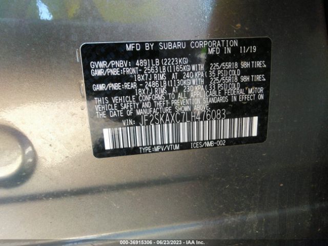 JF2SKAXC7LH476083 Subaru Forester Touring