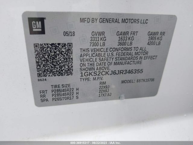 1GKS2CKJ6JR346355 GMC YUKON DENALI
