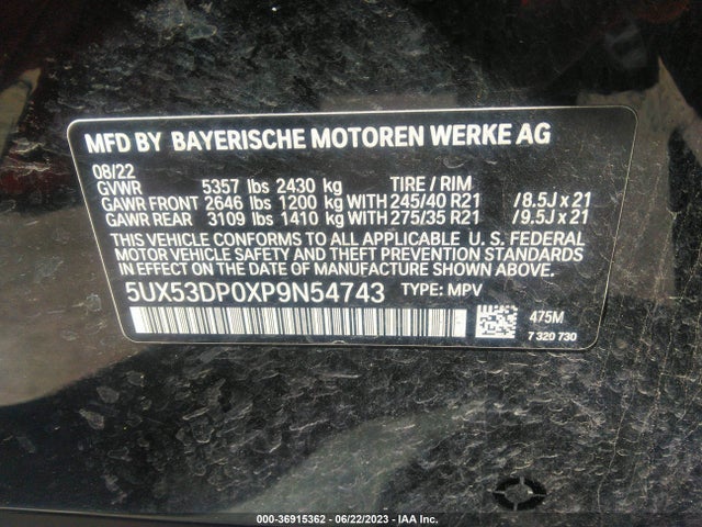 BMW X3 Xdrive30i 2023 5UX53DP0XP9N54743 Image 9
