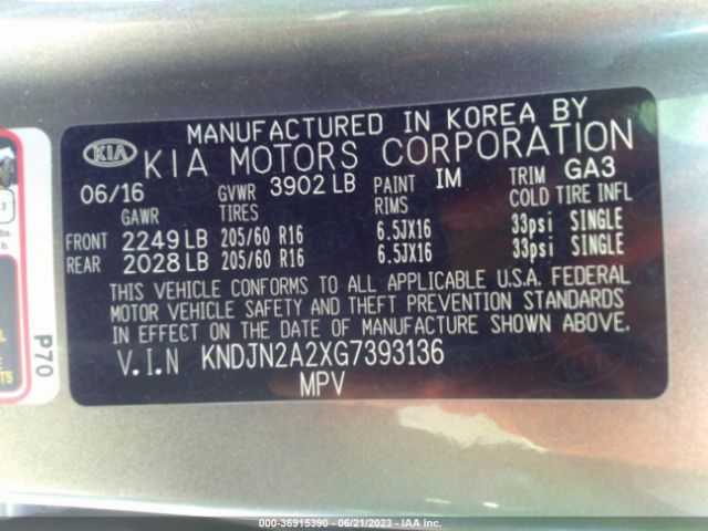 KNDJN2A2XG7393136 KIA Soul Base
