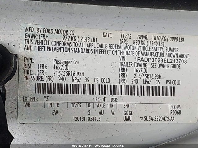 Ford FOCUS SE 2014 1FADP3F28EL213703 Image 10