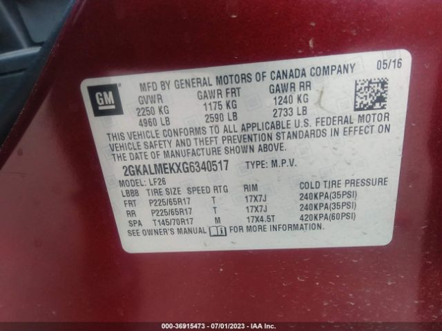 2GKALMEKXG6340517 GMC Terrain Sle