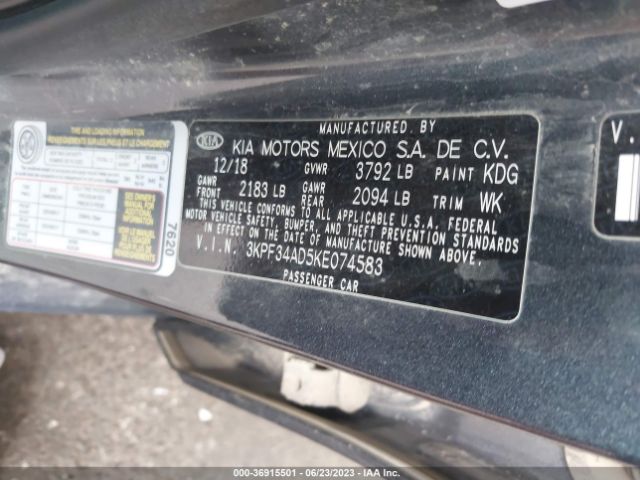 3KPF34AD5KE074583 KIA FORTE S