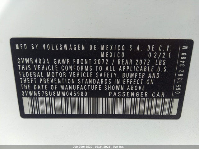 3VWN57BU8MM045980 Volkswagen Jetta S/r-line