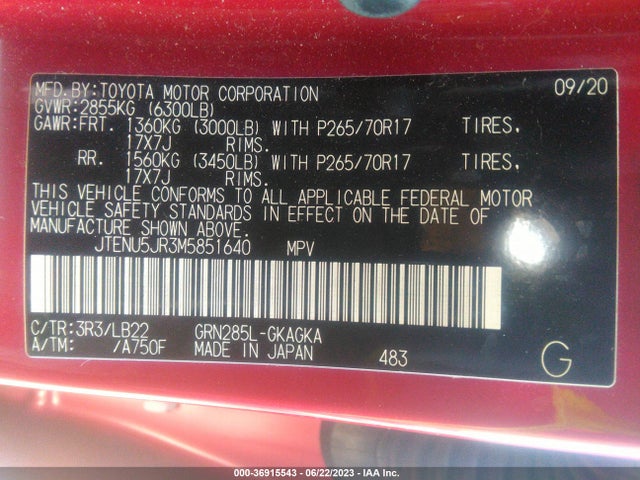 Toyota 4runner Sr5 Premium 2021 JTENU5JR3M5851640 Image 16