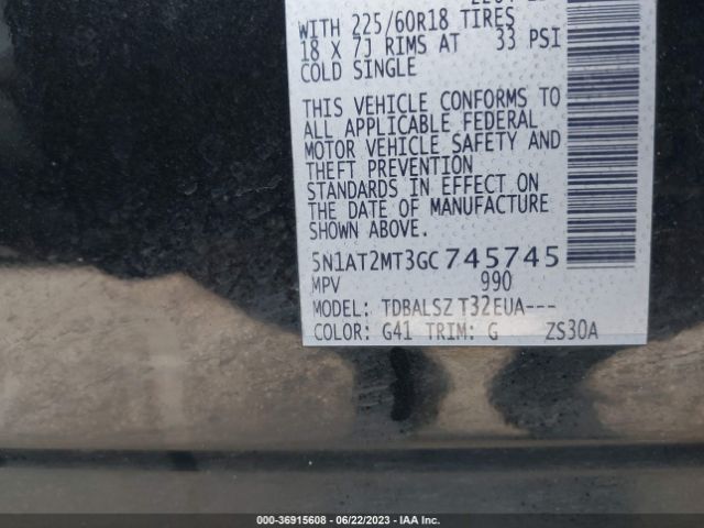 5N1AT2MT3GC745745 Nissan Rogue Sl