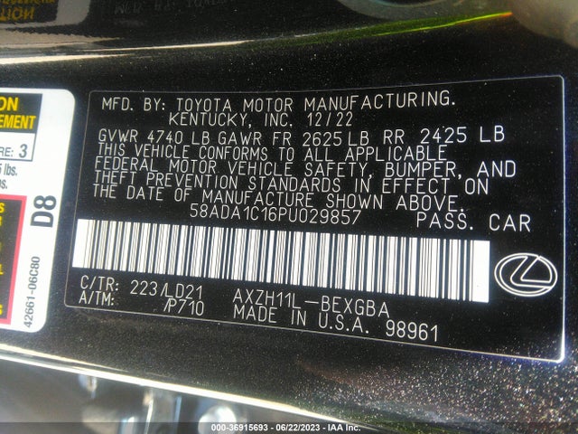 58ADA1C16PU029857 Lexus Es Es 300h
