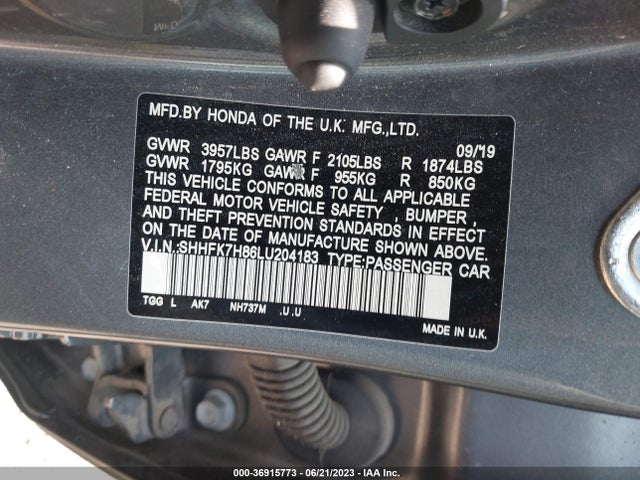 Honda Civic Hatchback Ex-l 2020 SHHFK7H86LU204183 Image 9