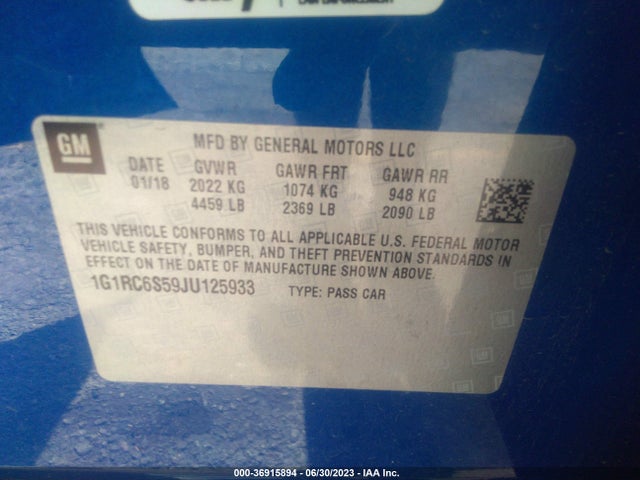 Chevrolet VOLT LT 2018 1G1RC6S59JU125933 Image 9