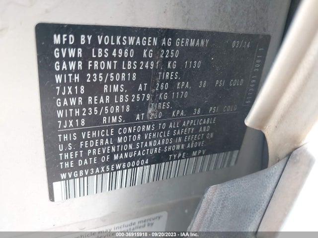 WVGBV3AX5EW600004 Volkswagen Tiguan Sel