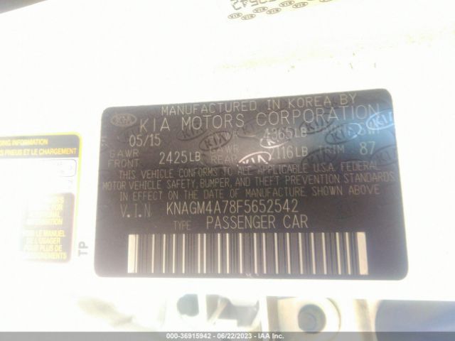 KNAGM4A78F5652542 KIA Optima Lx