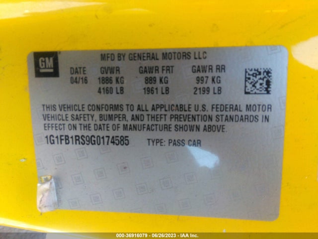 Chevrolet Camaro 1lt 2016 1G1FB1RS9G0174585 Image 16
