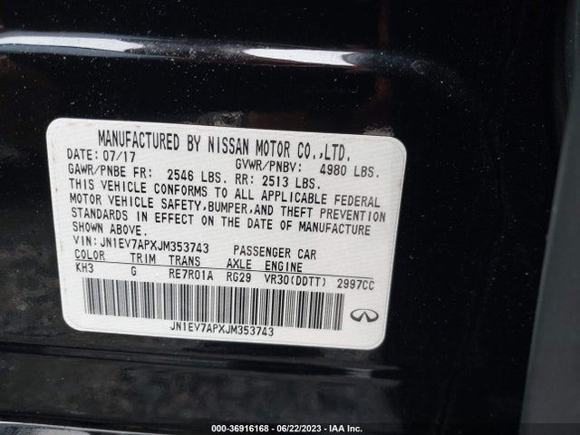 2018 INFINITI Q50 3.0T LUXE VIN: JN1EV7APXJM353743
