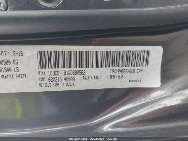 1C3CDFEB1GD680562 Dodge DART GT