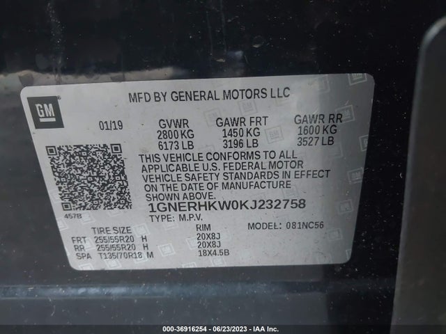 Chevrolet Traverse Lt Leather 2019 1GNERHKW0KJ232758 Image 9