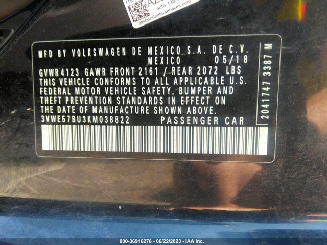 3VWE57BU3KM038822 Volkswagen JETTA SEL