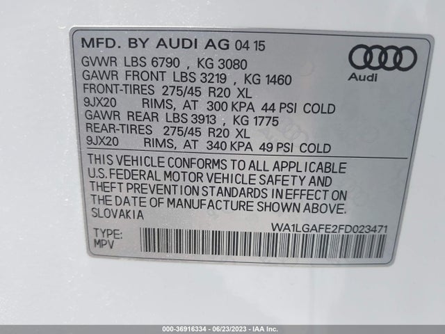 WA1LGAFE2FD023471 Audi Q7 3.0t Premium Plus