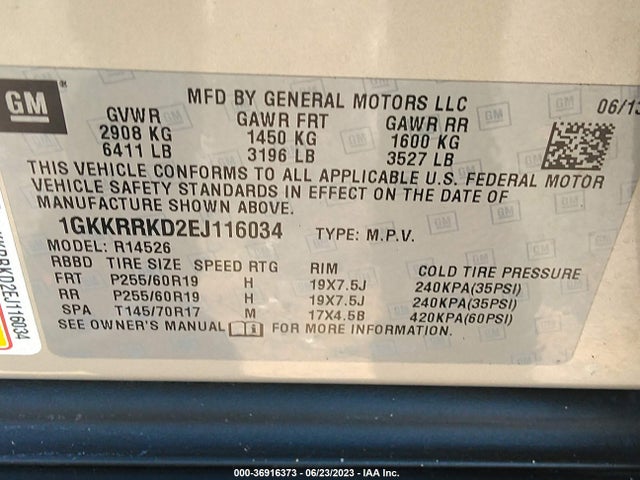 GMC Acadia Slt-1 2014 1GKKRRKD2EJ116034 Image 9