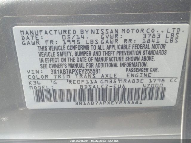 3N1AB7APXEY255581 Nissan Sentra Fe+ S